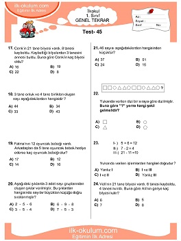 ilkokul 1. Sınıf Genel Tekrar Testleri 